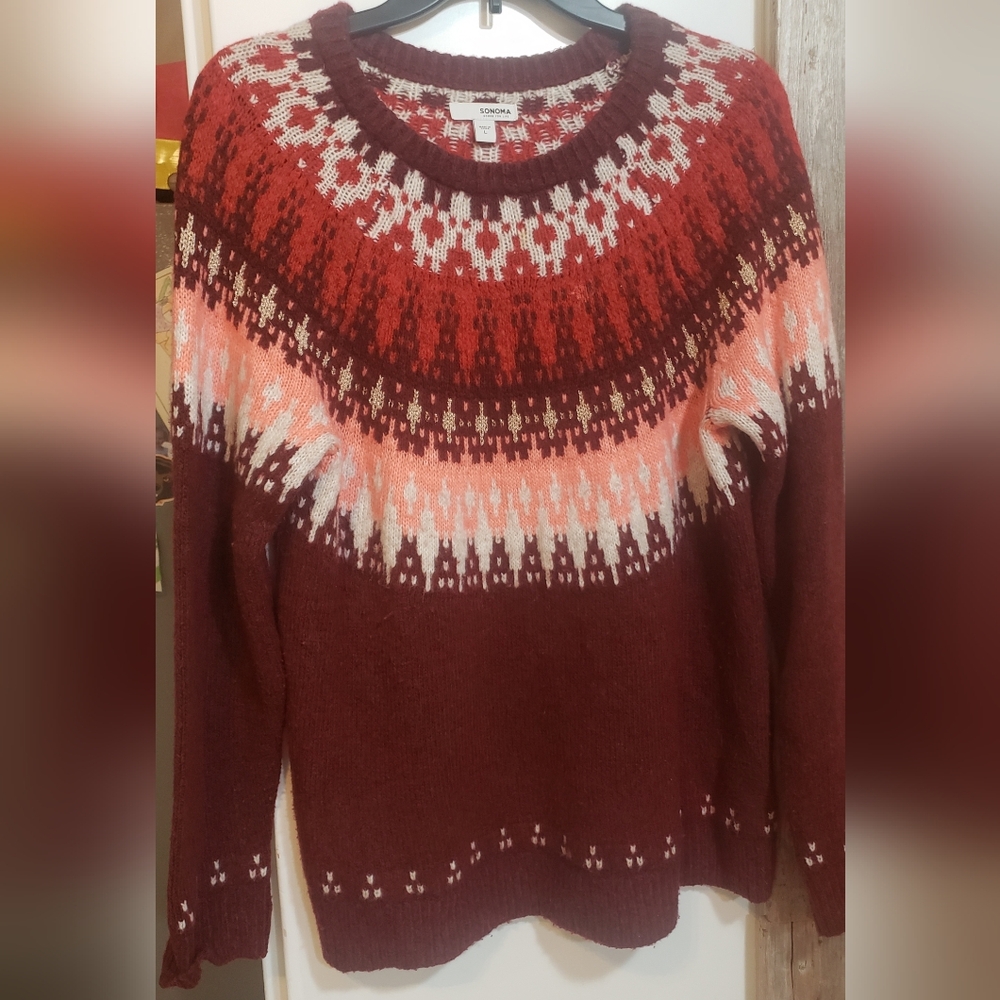 Fair Isle Sweater L Winter Travel Ski Resort Snow